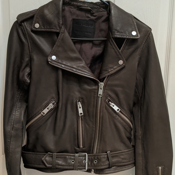 All Saints Balfern Leather Biker's Jacket Size 4 - Picture 16 of 16